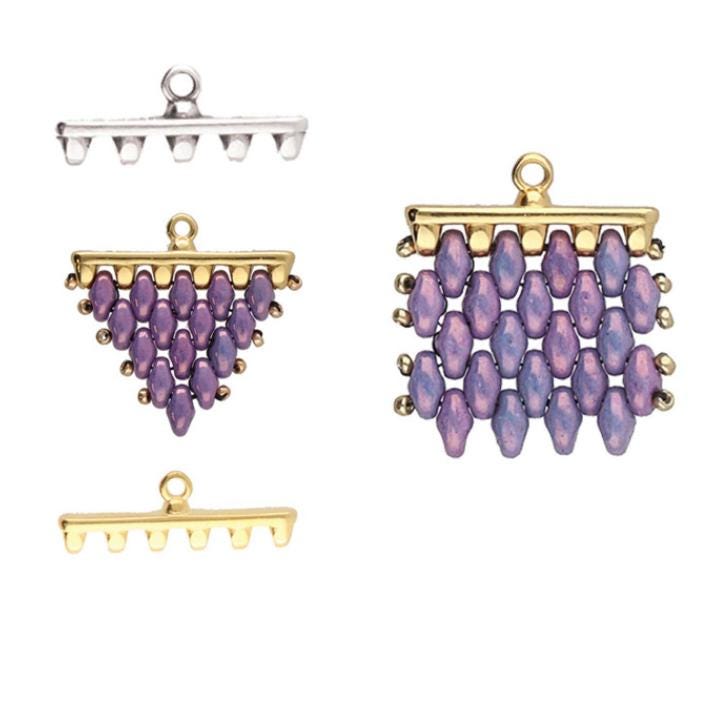 Rozos V SuperDuo Bead Ending, Antique Silver Plate 012857 - 2 pieces