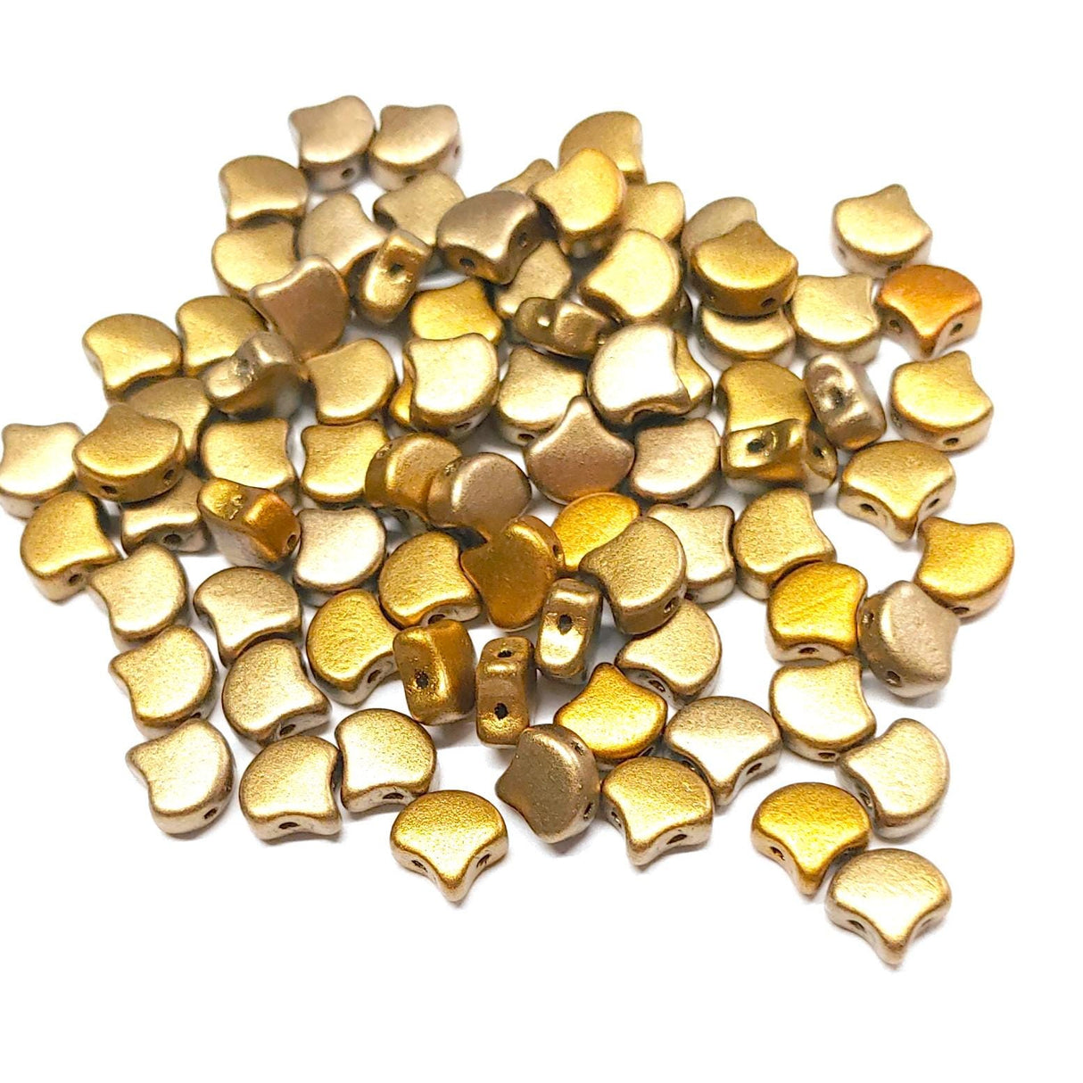 Ginko Czech Shield Bead Crystal Gold Rainbow, 2-Hole Czech Glass 7.5x7.5mm, 00030-01610-35 Beads