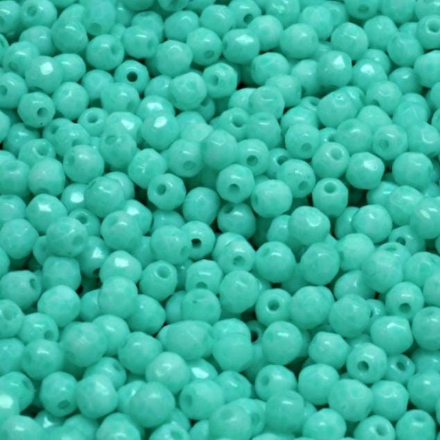 3mm Fire Polish Chalk White Light Pink, Czech glass faceted round, 03000-34304