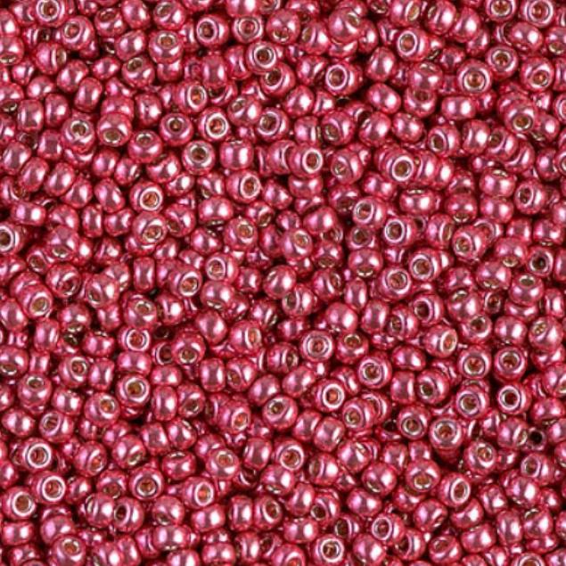 11/0 Duracoat Galvanized Lt Cranberry Miyuki Glass Seed Beads, 4211-10 grams