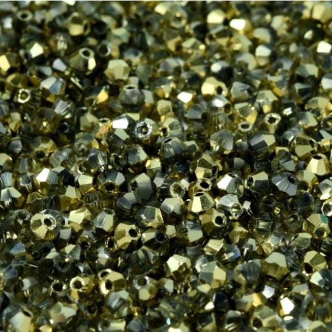 2mm Crystal Amber, Chinese Bicone-72 pieces