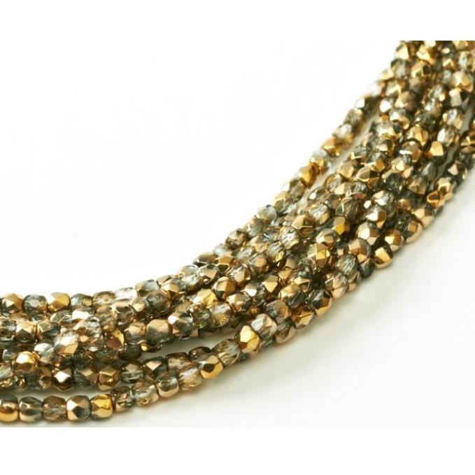 2MM Crystal Amber, Fire Polish Czech Glass, 00030-26441-100 Beads