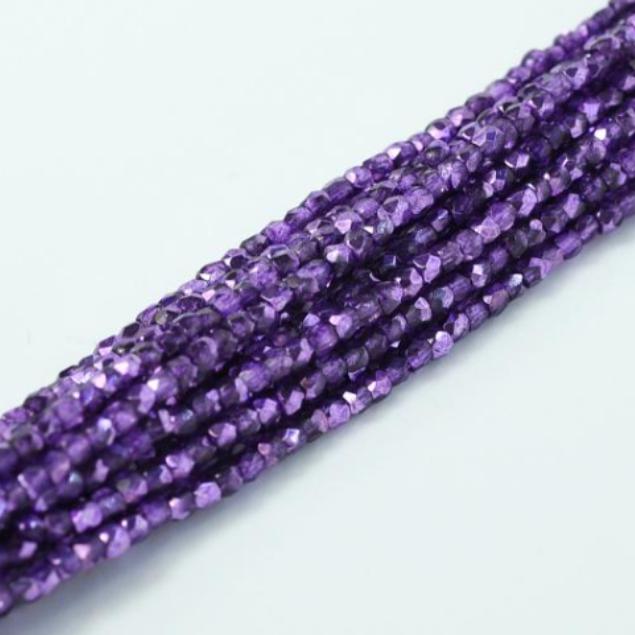 2MM Crystal Violet Metallic Ice, Fire Polish Czech Glass, 00030/67236-50 Beads