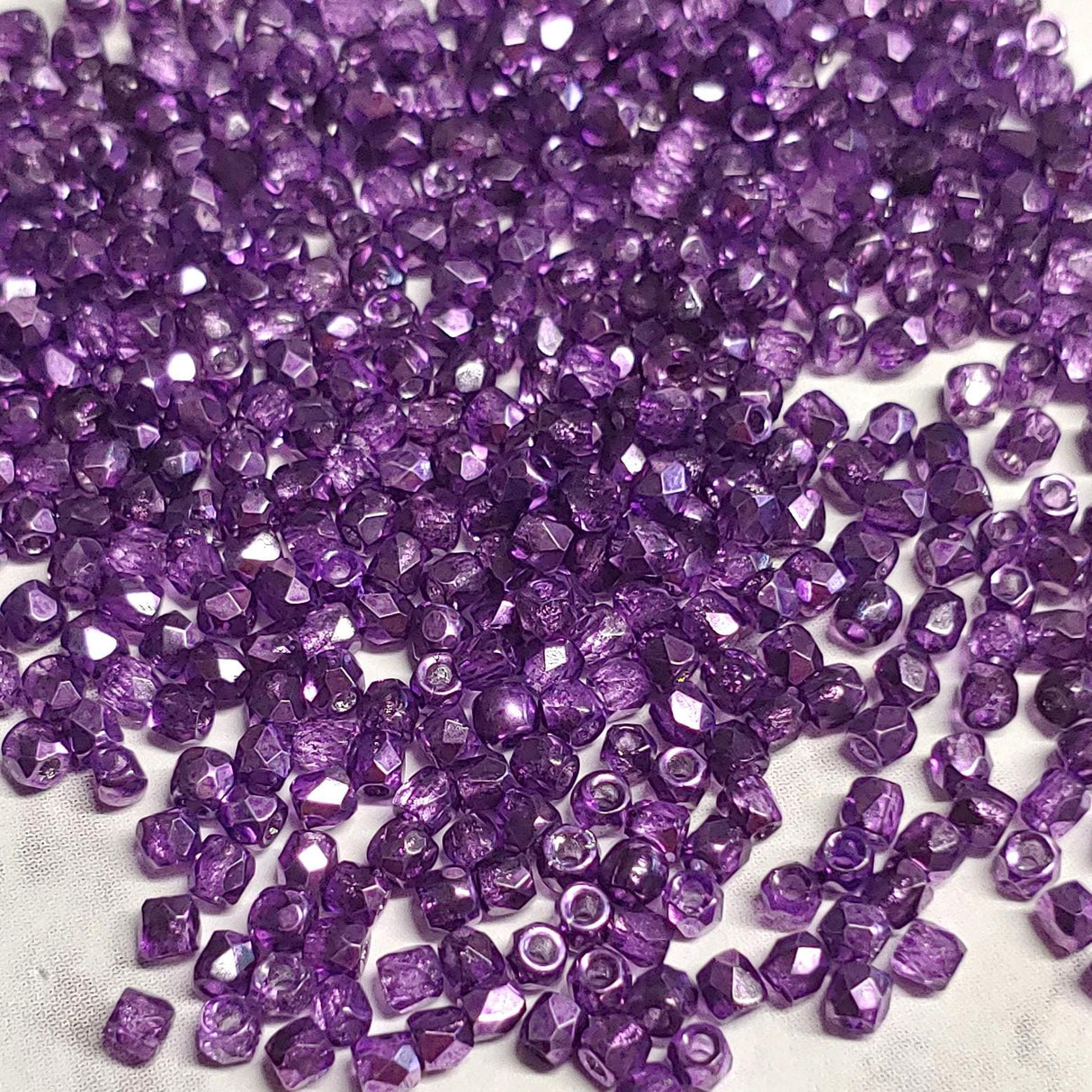 2MM Crystal Violet Metallic Ice, Fire Polish Czech Glass, 00030/67236-50 Beads