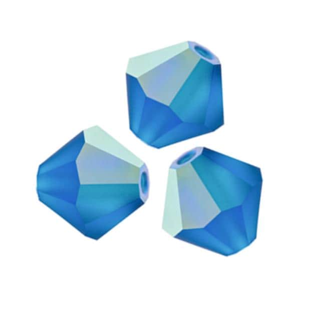 Preciosa 4mm Capri Blue AB Matte, Crystal Bicone - 36 pieces