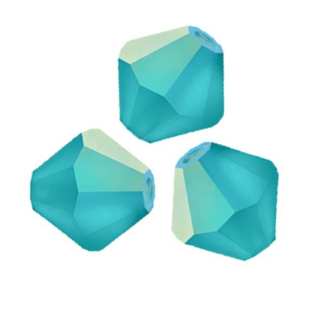 Preciosa 4mm Blue Zircon Matte AB, Crystal Bicone - 36 pieces