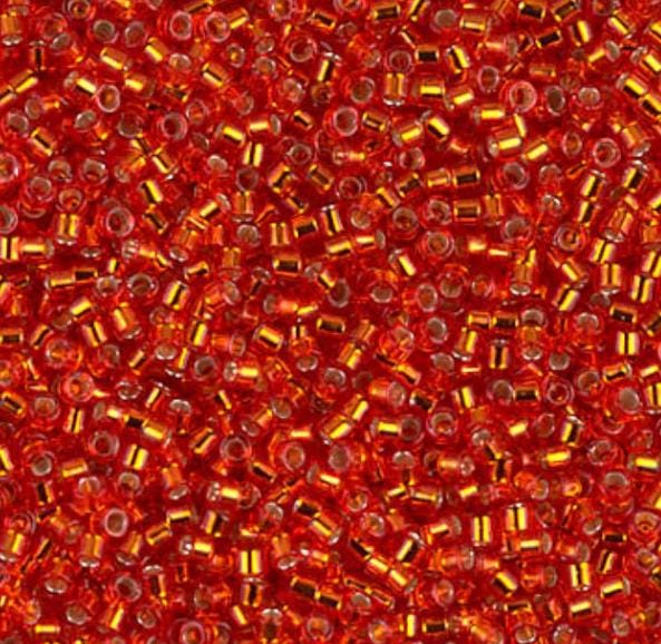 DB0043 11/0 Silver Lined Flame Red Miyuki Delica
