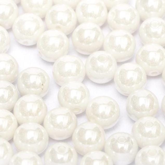 3mm Round Chalk White Shimmer, Czech Glass Beads, 03000-21402