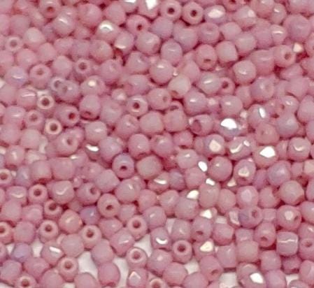 True 2MM Pink Luster, Fire Polish Czech Glass, 100 Beads
