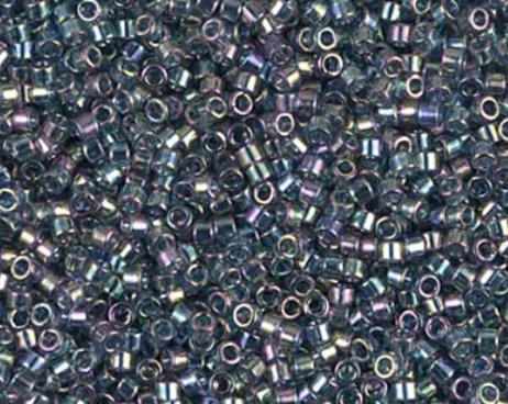 DB0111 11/0 Transparent Blue Gray Rainbow Gold Luster Miyuki Delica