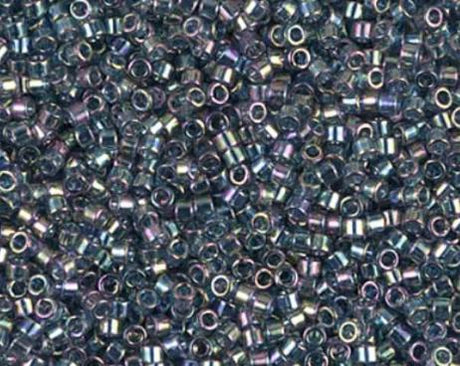 DB0111 11/0 Transparent Blue Gray Rainbow Gold Luster Miyuki Delica