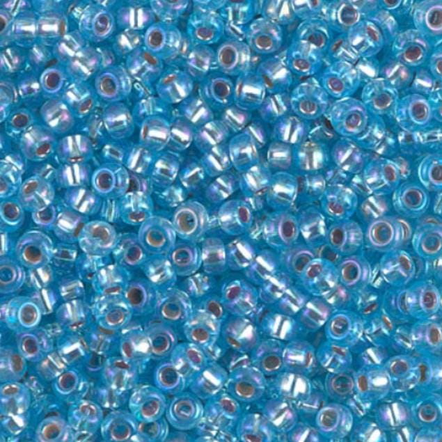 8-1018 Silverlined Aqua AB, Miyuki Seed Bead 8/0