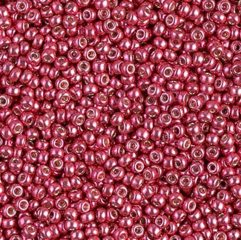 11/0 Duracoat Galvanized Lt Cranberry Miyuki Glass Seed Beads, 4211-10 grams