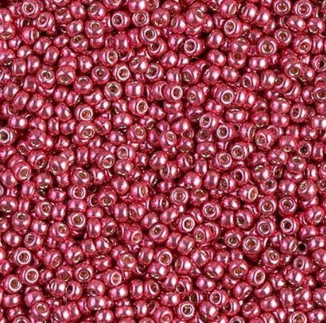 11/0 Duracoat Galvanized Lt Cranberry Miyuki Glass Seed Beads, 4211-10 grams