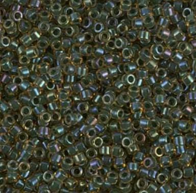 DB0273 11/0 Forest Green Lined Topaz AB Miyuki Delica
