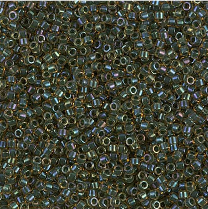 DB0273 11/0 Forest Green Lined Topaz AB Miyuki Delica