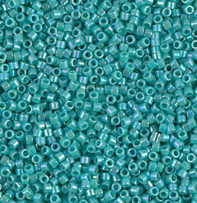 DB0166 11/0 Opaque Green Turquoise AB Miyuki Delica
