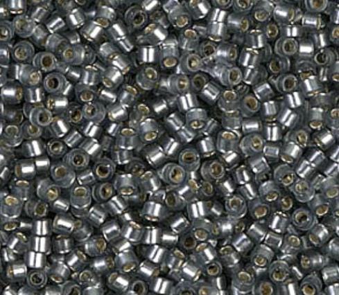 DB0697 11/0 Dyed Semi-Frosted Silver Lined Gray Miyuki Delica