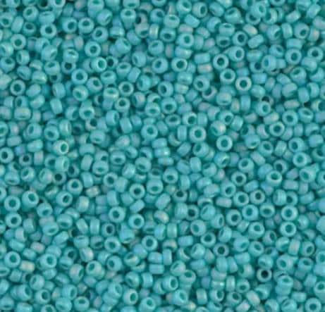 15-412FR Matte Opaque Turquoise Green AB, Miyuki Glass Seed Bead, 15/0