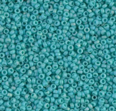 15-412FR Matte Opaque Turquoise Green AB, Miyuki Glass Seed Bead, 15/0