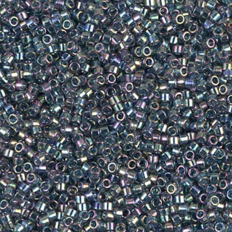 Transparent Blue Gray Rainbow Gold Luster Miyuki Delica DB0111 11/0