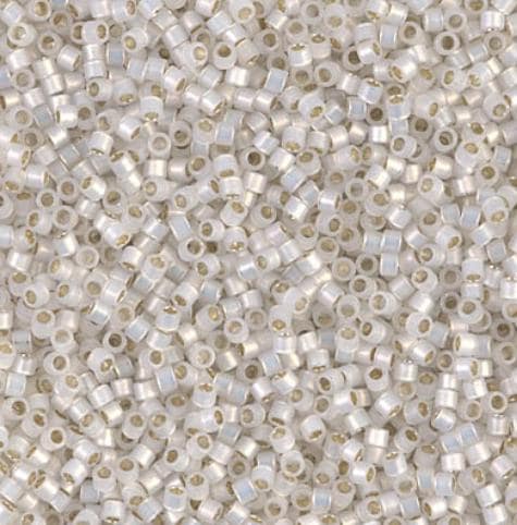 DB0223 11/0 Silver Lined White Opal AB Miyuki Delica