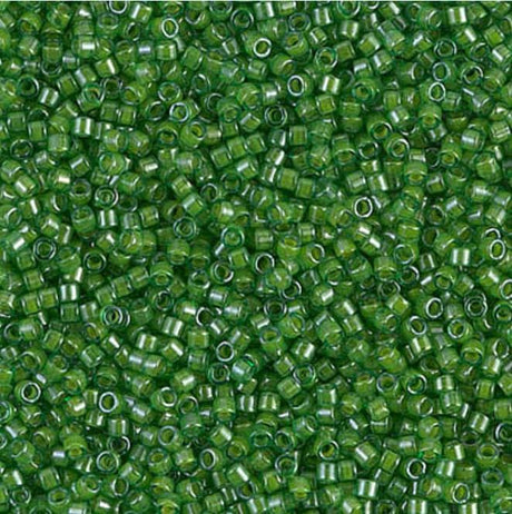 DB0274 11/0 Lined Pea Green Luster Miyuki Delica