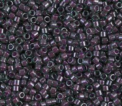 DB0279 11/0 Cranberry Lined Emerald Luster Miyuki Delica