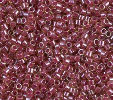 DB0283 11/0 Cranberry Lined Peridot Luster Miyuki Delica