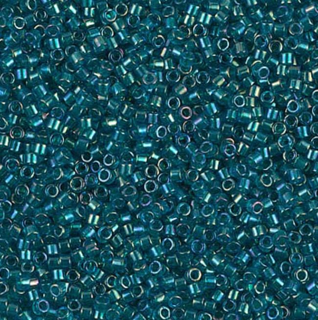 DB1764 11/0 Emerald Lined Aqua AB Miyuki Delica