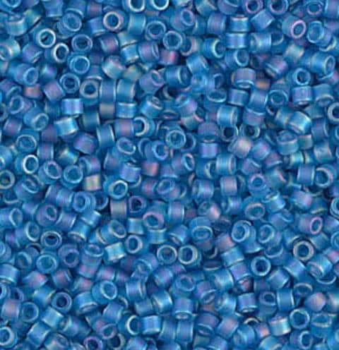 DB0862 11/0 Matte Transparent Capri Blue AB Miyuki Delica