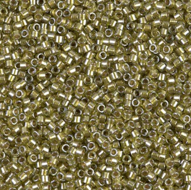 Sparking Beige Lined Chartreuse Miyuki Delica 11/0 DB0908