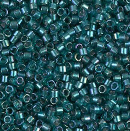 DB1769 11/0 Sparkling Aqua Green Lined Teal AB Miyuki Delica