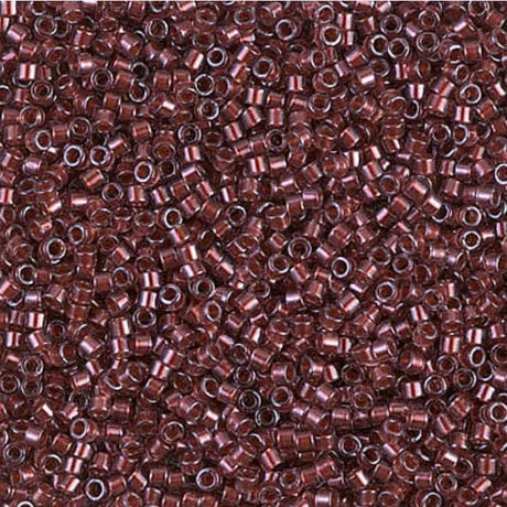 DB1705 11/0 Copper Pearl Lined Transparent Dark Cranberry Miyuki Delica