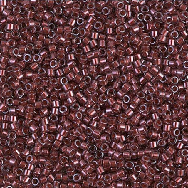 DB1705 11/0 Copper Pearl Lined Transparent Dark Cranberry Miyuki Delica