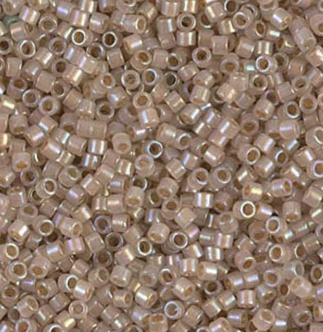 DB1731 11/0 Beige Lined Opal AB Miyuki Delica