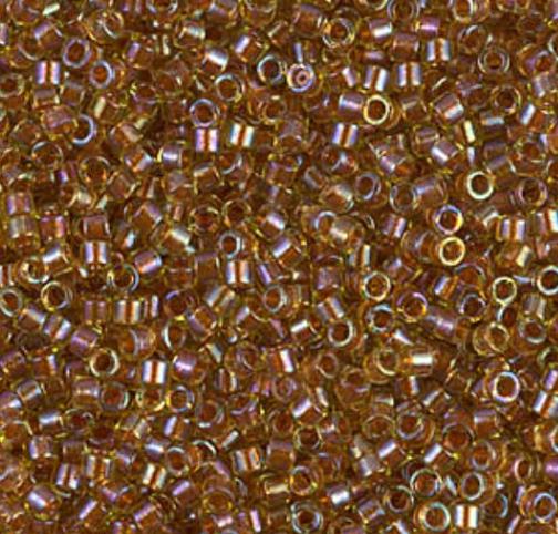 DB1735 11/0 Sparkling Dark Topaz Lined Chartreuse Miyuki Delica