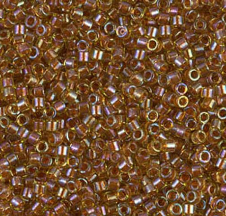 DB1735 11/0 Sparkling Dark Topaz Lined Chartreuse Miyuki Delica