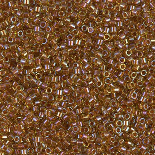 DB1735 11/0 Sparkling Dark Topaz Lined Chartreuse Miyuki Delica