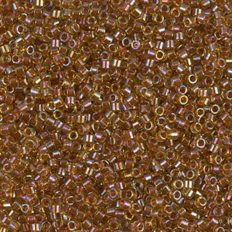 DB1735 11/0 Sparkling Dark Topaz Lined Chartreuse Miyuki Delica