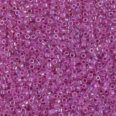 DB1744 11/0 Fuchsia Lined Opal AB Miyuki Delica