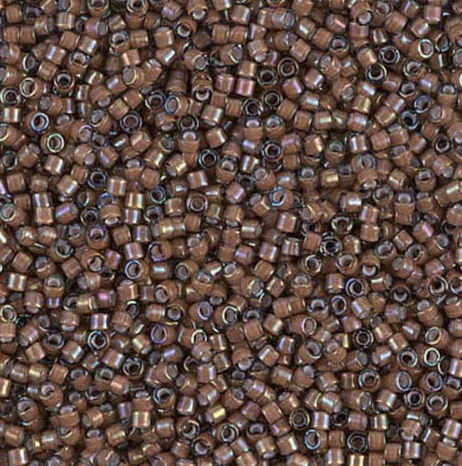 DB1790 11/0 White Lined Sable Brown AB Miyuki Delica