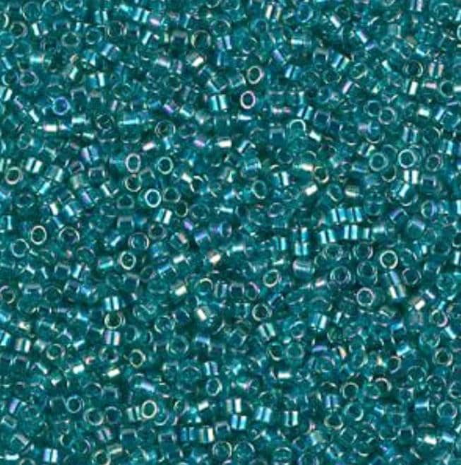 DB1248 11/0 Transparent Caribbean Teal AB Miyuki Delica