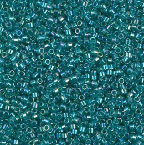 DB1248 11/0 Transparent Caribbean Teal AB Miyuki Delica
