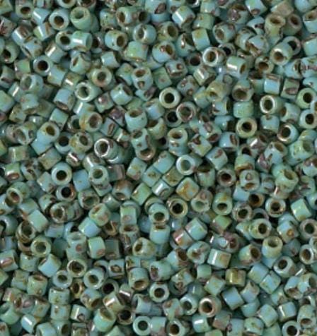 Opaque Turquoise Blue Picasso, 11/0 Miyuki Delica Bead DB2264, 5 Grams