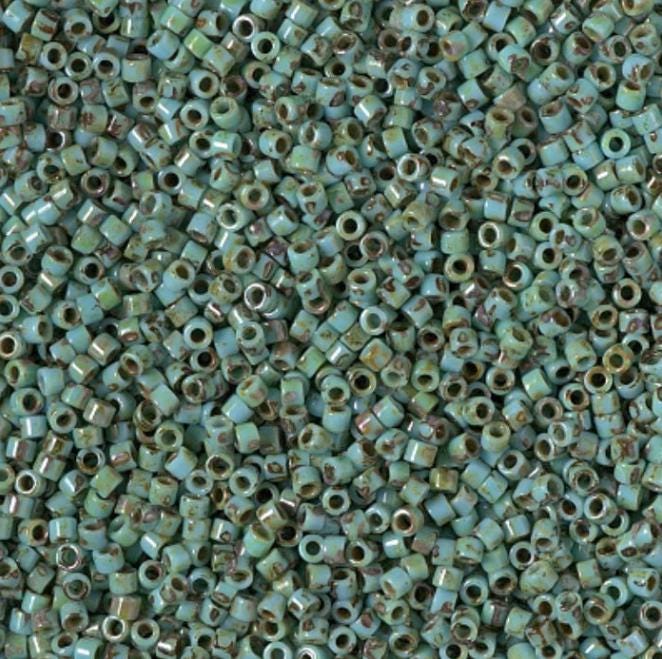 DB2264 11/0 Opaque Turquoise Blue Picasso Miyuki Delica