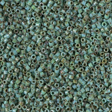 DB2264 11/0 Opaque Turquoise Blue Picasso Miyuki Delica