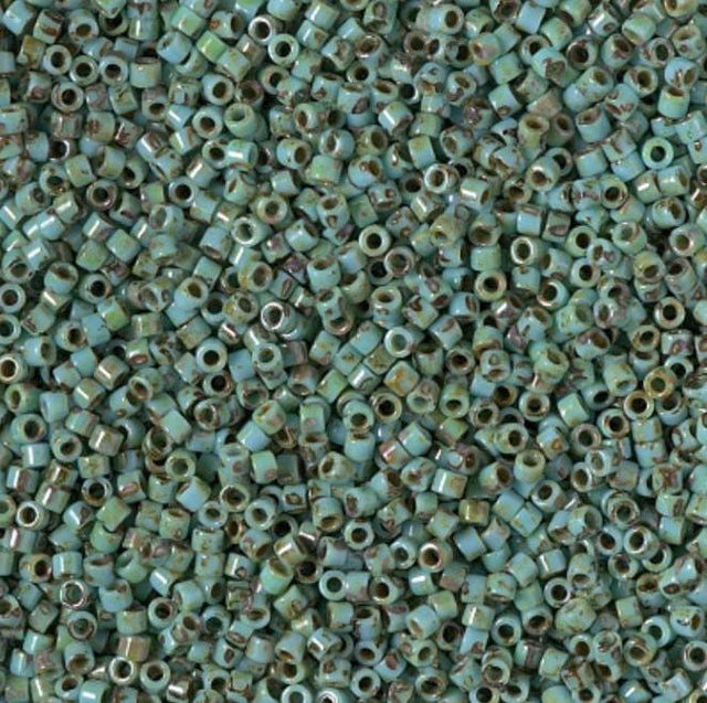 DB2264 11/0 Opaque Turquoise Blue Picasso Miyuki Delica