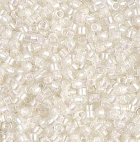 DB1701 11/0 Pearl Lined Transparent Pale Beige AB Miyuki Delica