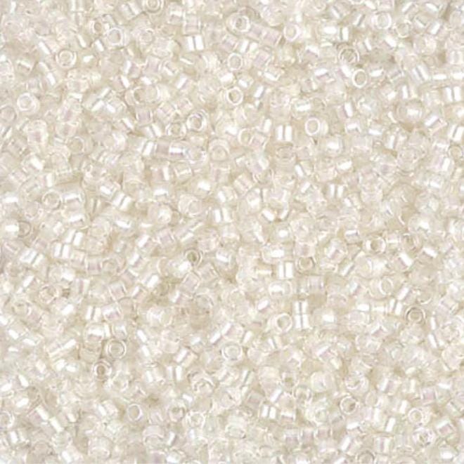 DB1701 11/0 Pearl Lined Transparent Pale Beige AB Miyuki Delica